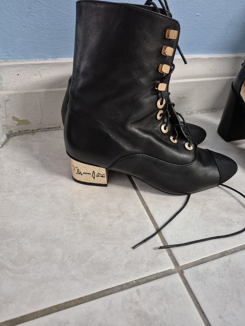 RARE CHANEL RUNWAY BOOTS ✨Authentic Chanel Lace-Up Ankle Boots (Style G34910) - Picture 5 of 7